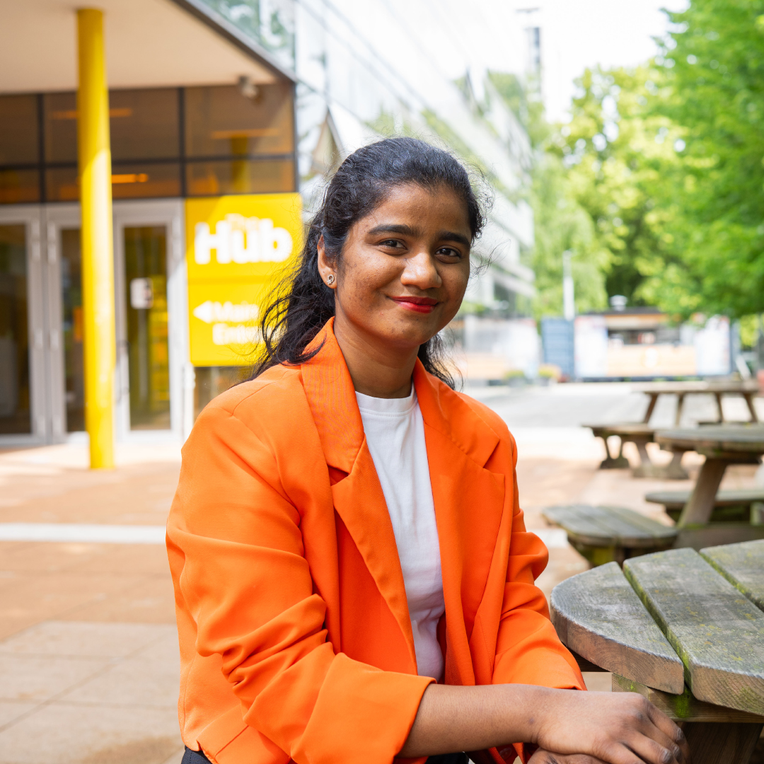 A headshot of your Education Officer, Veda Poojitha Macha